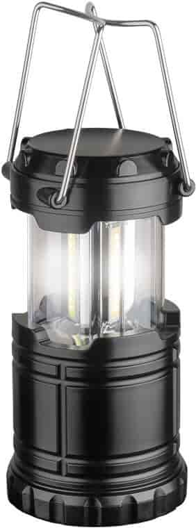 Battery-powered LED lamp High Bright 250Battery-powered camping lamp High Bright 250 LED. The camping lamp is powered by 3 AAA batteries. The camping lantern's lamp head can be pulled out for stepless adjustment of the light cone and 3 pcs. 3 W COB LEDs ensure a high light output of 250 lm and a light range of 4 metres. suitable as a tent lamp and is ideal for leisure, camping, festivals, hiking, fishing, roadside assistance or temporary battery-powered emergency lighting.goobay