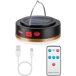 LED solar lamp with IR remote control,powerbank, emergency lightLED solar lamp with 6 light modes, solar panel, Li-Ion battery 18650 (3.7 V, 2000 mAh), power bank function and USB cable, suitable for outdoor use (IP44). Smart rechargeable lamp with several functions. Space saving and ideal for camping, hiking, BBQ or emergency preparednessgoobay