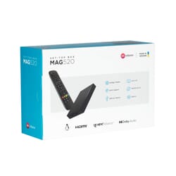 DEMO - MAG520w3 IP TV Internet Streamer HEVC H.265 4K UHD 60FPS Linux USB 3.0 LAN HDMIDEMO ITEM - HAS BEEN INSPECTED BY CUSTOMER - TESTED AND RESET AT OWN WORKSHOP - 100% AS NEW. MAG 520w3 is a powerful and cost-effective solution for fast access to IPTV / OTT projects. The set-top box is equipped with an ARM Cortex-A53 processor with the Amlogic S905X2 chipset as well as with a built-in HEVC codec so that 4K quality videos can be viewed at 60 FPS without overloading the network or chopping. MAG520w3 is Linux-based and among the latest products from MAG. The MAG 520w3 IP TV box offers pure surround sound thanks to the integrated eight-channel Dolby Digital Plus sound system. MAG520w3 plays from a variety of media sources including PC and NAS in a local area network, Stream Media Protocols (RTSP, RTP, UDP, HTTP), via USB.Infomir