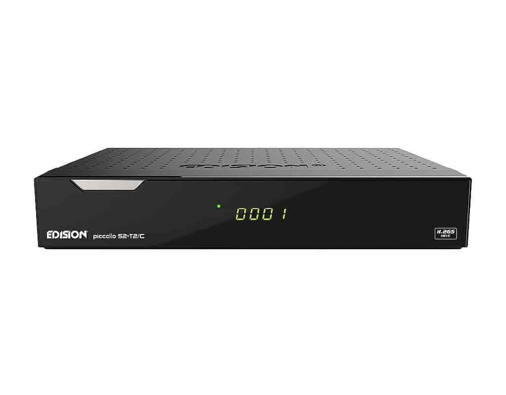 Edision Piccollo S2+T2/CPICCOLLO S2+T2/C is the new EDISION H.265/HEVC COMBO receiver with Card Reader, two tuners, one satellite for DVB-S &amp; S2 and one HYBRID for DVB-T/T2 and DVB-C. It features new processor for fast menu and channel selection, while it can store up to 6000 channels. The new embedded CI is compatible with all cards and and encryption modes while its applications, in combination with its elite IR remote control will provide you with even more fun and enjoyment of your favourite programms and functions. Edision