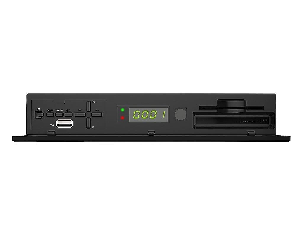 Edision Piccollo S2+T2/CPICCOLLO S2+T2/C is the new EDISION H.265/HEVC COMBO receiver with Card Reader, two tuners, one satellite for DVB-S &amp; S2 and one HYBRID for DVB-T/T2 and DVB-C. It features new processor for fast menu and channel selection, while it can store up to 6000 channels. The new embedded CI is compatible with all cards and and encryption modes while its applications, in combination with its elite IR remote control will provide you with even more fun and enjoyment of your favourite programms and functions. Edision