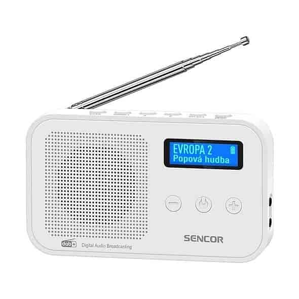 DAB+ digital radio Sencor SRD 7200 W,light and compact, rechargeable DAB+ and FM radio, White