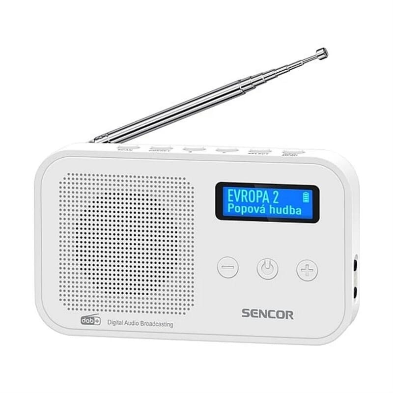 DAB+ digital radio Sencor SRD 7200 W,light and compact, rechargeable DAB+ and FM radio, White