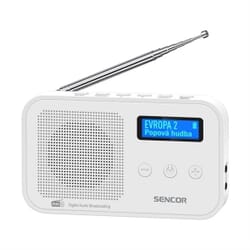 DAB+ digital radio Sencor SRD 7200 W,light and compact, rechargeable DAB+ and FM radio, WhiteWith the combined DAB+ and FM radio SENCOR SRD 7200 B, you can receive a large number of FM and DAB+ radio stations and have access to a large selection of music, news and other programs. The DAB radio delivers clear and powerful sound and is easy to operate and has autotune. The radio is light and compact, which makes it easy to carry around. You can take it with you on a picnic, camping trip or to your workplace. The DAB+ radio comes with additional features such as an alarm clock, snooze function and sleep timer, making it a versatile device that can serve multiple purposes. Built-in rechargeable battery, stereo output and backlit LCD display.SENCOR