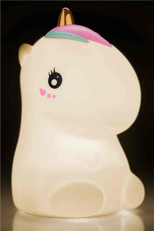 Night lamp for childrens room, rechargeable, multicolor, BPA free, UnicornNight light - the ultimate night light for your child's room - multicolor portable rechargeable LED night light with a polar bear design, made of soft silicone that is BPA free. 9 different color options so your child can choose the perfect shade to match their mood or decor. The LED technology ensures a gentle, soothing glow that won't disturb their sleep, and the rechargeable battery means you don't have to worry about constantly changing batteries or having a socket nearby. The polar bear design adds a touch of whimsy to your child's room and creates a magical atmosphere that will inspire their imagination. Plus, the compact size and portable design means it's easy to take on trips or move around the room. Invest in your child's comfort and imagination - make your child's room feel magical.goobay