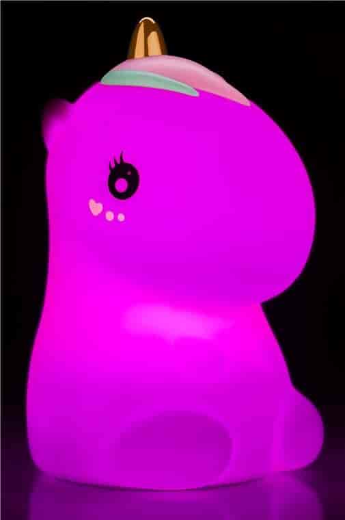 Night lamp for childrens room, rechargeable, multicolor, BPA free, UnicornNight light - the ultimate night light for your child's room - multicolor portable rechargeable LED night light with a polar bear design, made of soft silicone that is BPA free. 9 different color options so your child can choose the perfect shade to match their mood or decor. The LED technology ensures a gentle, soothing glow that won't disturb their sleep, and the rechargeable battery means you don't have to worry about constantly changing batteries or having a socket nearby. The polar bear design adds a touch of whimsy to your child's room and creates a magical atmosphere that will inspire their imagination. Plus, the compact size and portable design means it's easy to take on trips or move around the room. Invest in your child's comfort and imagination - make your child's room feel magical.goobay