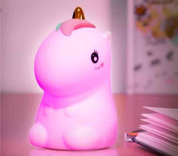 Night lamp for childrens room, rechargeable, multicolor, BPA free, UnicornNight light - the ultimate night light for your child's room - multicolor portable rechargeable LED night light with a polar bear design, made of soft silicone that is BPA free. 9 different color options so your child can choose the perfect shade to match their mood or decor. The LED technology ensures a gentle, soothing glow that won't disturb their sleep, and the rechargeable battery means you don't have to worry about constantly changing batteries or having a socket nearby. The polar bear design adds a touch of whimsy to your child's room and creates a magical atmosphere that will inspire their imagination. Plus, the compact size and portable design means it's easy to take on trips or move around the room. Invest in your child's comfort and imagination - make your child's room feel magical.goobay