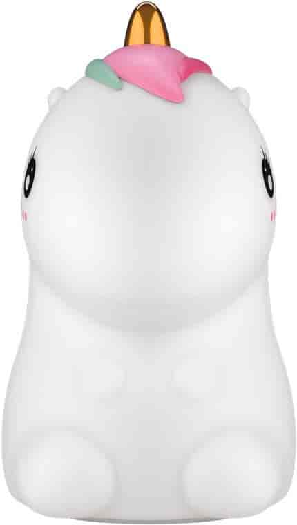 Night lamp for childrens room, rechargeable, multicolor, BPA free, UnicornNight light - the ultimate night light for your child's room - multicolor portable rechargeable LED night light with a polar bear design, made of soft silicone that is BPA free. 9 different color options so your child can choose the perfect shade to match their mood or decor. The LED technology ensures a gentle, soothing glow that won't disturb their sleep, and the rechargeable battery means you don't have to worry about constantly changing batteries or having a socket nearby. The polar bear design adds a touch of whimsy to your child's room and creates a magical atmosphere that will inspire their imagination. Plus, the compact size and portable design means it's easy to take on trips or move around the room. Invest in your child's comfort and imagination - make your child's room feel magical.goobay
