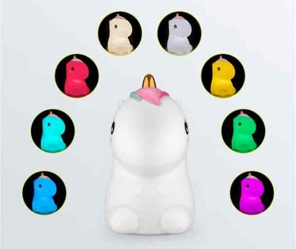 Night lamp for childrens room, rechargeable, multicolor, BPA free, UnicornNight light - the ultimate night light for your child's room - multicolor portable rechargeable LED night light with a polar bear design, made of soft silicone that is BPA free. 9 different color options so your child can choose the perfect shade to match their mood or decor. The LED technology ensures a gentle, soothing glow that won't disturb their sleep, and the rechargeable battery means you don't have to worry about constantly changing batteries or having a socket nearby. The polar bear design adds a touch of whimsy to your child's room and creates a magical atmosphere that will inspire their imagination. Plus, the compact size and portable design means it's easy to take on trips or move around the room. Invest in your child's comfort and imagination - make your child's room feel magical.goobay