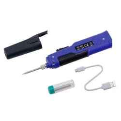Loddekolbe, batteridrevet,alkaline eller genopladelige batterier,USB,loddepen 4.5VWith a battery-powered soldering iron, it is easy and quick to solder even the smallest parts, without having to use a socket. With a soldering iron that uses alkaline or rechargeable batteries, you can easily replace the batteries or recharge the soldering iron via USB. A battery-powered soldering iron provides precise control over the soldering process, and you can easily reach even the smallest parts that are difficult to solder with a larger soldering iron. Uses 3x 1.5V AA Alkaline, 3x 1.2V AA rechargeable batteries or USB operation. Warm up in just 15 seconds. Easy to transport and it can be used wherever it is needed. This makes it ideal for use at home, at work or on the go. Buy now and get the ultimate freedom to solder anywhere, anytime! N.A.