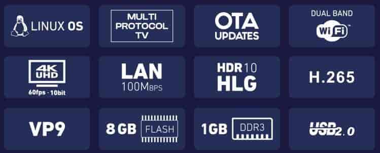 Apebox OL - 4K UHD IPTV media streamer.Multiprotokol TV (Stalker, Xtream, M3U)ApeboxAPEBOX Sort Apebox OL IPTV er en kraftfuld, stabil, hurtig og brugervenlig Linux OTT UHD 2160p IPTV modtager. Den understøtter HDR10 HLG 10 bit H.265 og er ideel for dem, der søger en simpel, men effektiv IPTV Full 4K multimediemodtager til en overkommelig og absolut fair pris. Multi TV protokol tillader afvikling af Stalker, Xtream og M3U. Dual WiFi, 100 Mbps LAN, HDR10HLG, H.265,VP9, 8 GB Flash, 1 GB DDR3, USB2.0. Med ny lækker letbetjent fjernbetjening.IPTV Boksen, Apebox OL, forbinder ubesværet til en bred vifte af streamingtjenester, hvilket giver dig adgang til et omfattende bibliotek af underholdningsmuligheder. Fra populære video-on-demand-platforme til live tv-udsendelser, denne alsidige enhed imødekommer alle dine streamingbehov og tilbyder et omfattende udvalg af kanaler og shows lige ved hånden. Læs mere...