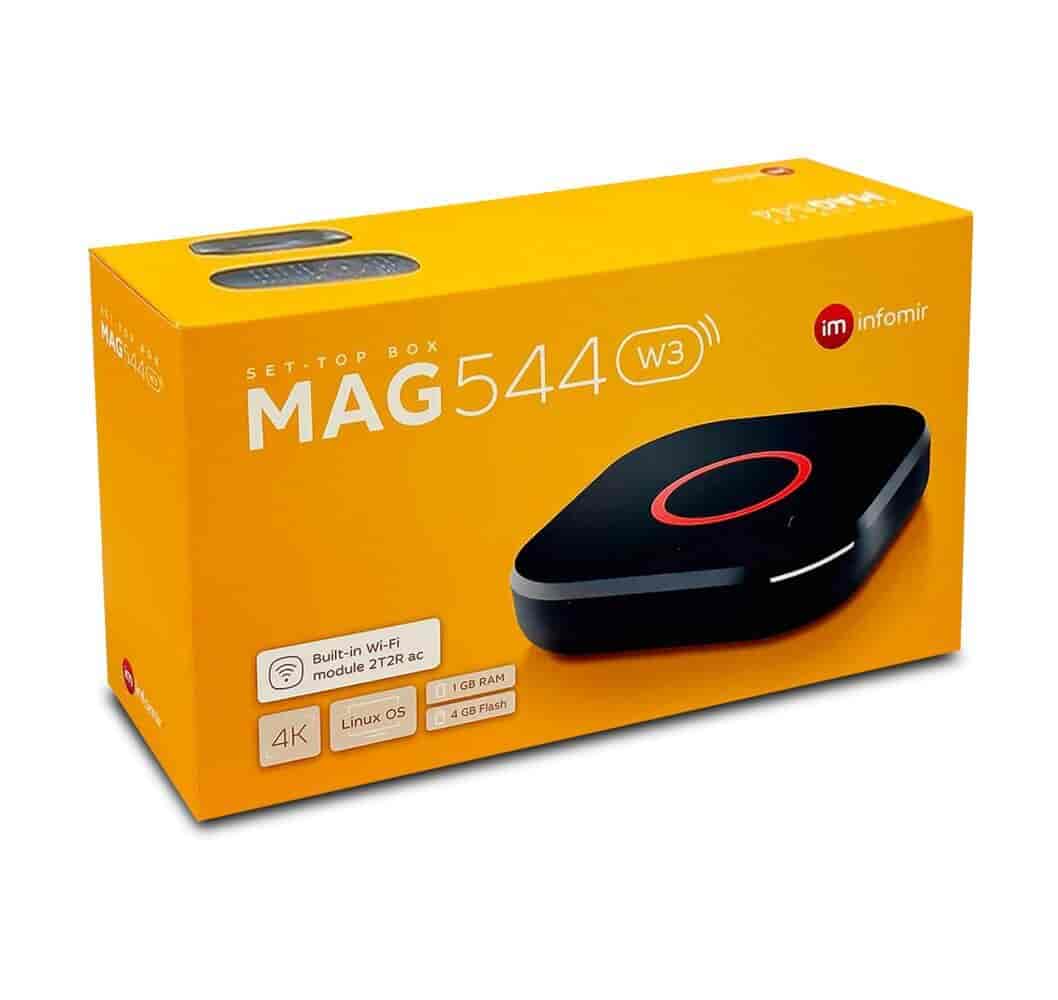MAG 544w3 IPTV boks, 4K, HEVC H.265, WiFi, 1GB/4GBInfomirMAG MAG 544w3 IPTV boksen er en avanceret enhed, der giver dig en fantastisk TV-oplevelse i 4K-opløsning. Denne boks er udstyret med HEVC H.265 understøttelse, hvilket sikrer effektiv komprimering af videoindholdet og dermed reducerer båndbreddekravene. Med denne boks kan du nyde dine favoritprogrammer og film med en utrolig klarhed og skarphed, der giver en realistisk visuel oplevelse. MAG 544w3 IPTV boks tilbyder en række fordele. Først og fremmest kan du nemt tilslutte den til dit TV og oprette forbindelse til internettet, hvilket giver dig adgang til et bredt udvalg af IPTV-kanaler og streamingtjenester. Du kan vælge mellem et væld af underholdningsmuligheder og tilpasse din visningsoplevelse efter dine præferencer. Samlet set er MAG 544w3 IPTV boksen en kraftfuld og alsidig 4K UHD enhed.