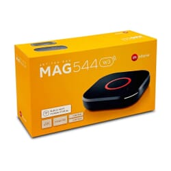 MAG 544w3 IPTV boks, 4K, HEVC H.265, WiFiIntroducing the MAG 544w3 IPTV box, a revolutionary device that brings a whole new level of entertainment to your living room. Packed with cutting-edge features, this 4K, HEVC H.265 compatible device offers a seamless streaming experience like no other. One of the standout benefits of the MAG 544w3 is its remarkable picture quality.The MAG 544w3 also boasts impressive storage capabilities with 1GB RAM and 4GB internal memory. Upgrade your entertainment experience with the MAG 544w3 IPTV box. Immerse yourself in stunning 4K visuals, enjoy uninterrupted streaming with HEVC H.265 compatibility, and connect effortlessly with built-in WiFi. With its ample storage capacity, you'll have all your favorite content at your fingertips. Embrace the future of entertainment with the MAG 544w3.Infomir