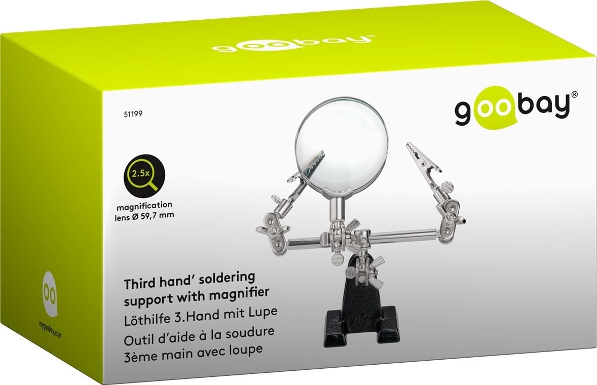 Printholder ( loddestativ ) med forstørrelsesglas - "den 3. hånd"