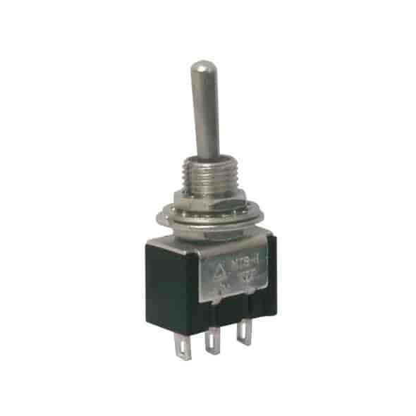 Toggle switch with spring, 3 pole (on)-off-(on)