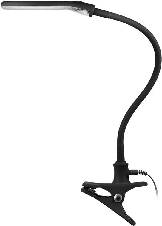 Luplampe med klemmemontering til hylde eller bordplade