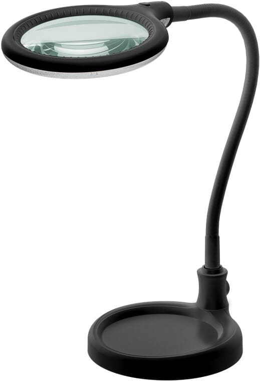 Luplampe LED, bordmodel clip-on, Sort