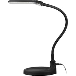 Magnifier lamp, clip-on, BlackMagnifier lamp with LED light. 30 SMD LED's that ensures consistent shadow-free lighting. Glass lens diopter 3 with 1.75 x magnification. Can be used as a standing lamp or mounted on the edge of the table via the supplied clip. Adjustable swan neck. 230 V.goobay