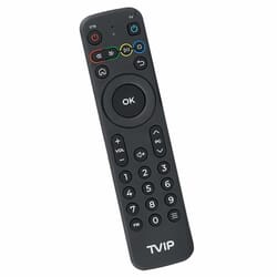Remote control for TVIP IR-BT Gen.2Remote control with Bluetooth technology suitable for TVIP S-Box v.710 and other TVIP products using generation 2 remote. Some TVIP IPTV boxes come with a remote control that supports both IR and Bluetooth. Such remote controls have the designation "BT" in the lower right corner of the logo. If there is no connection to the media center via Bluetooth, the remote control works in IR mode. Note: this is generation 2 - check with photo if keys have layout like your old device.TVIP