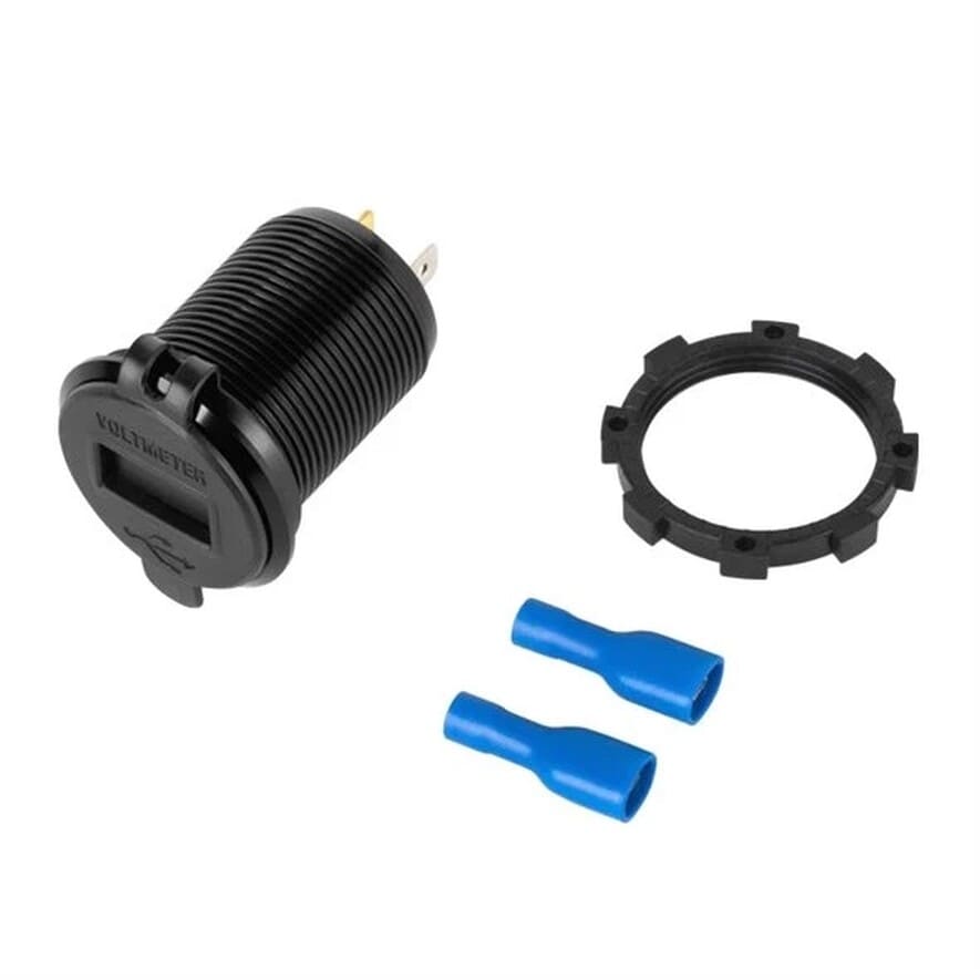 USB socket with QC (Quick Charge) for retrofitting,12/24V, dual 3AFlush mount USB charging socket for 12V and 24V installations with Quick Charge for faster charging in a car, camper, caravan or boat. Provides 2 USB ports (up to 3000 mA per port) and an integrated voltmeter so you can monitor system voltage at a glance. Built-in protection against overvoltage, overload, overcharge and overheating helps ensure stable and safe charging.Get a clean, permanent USB charging point in your panel and avoid loose adapters.N.A.