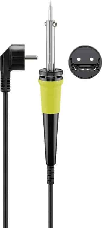 Loddekolbe 60 Watt med holdergoobayLoddekolbe - loddestation Sort / Gul Loddekolbe 60 Watt. En alsidig loddekolbe til hobbybrug, ideel til forskellige loddeopgaver som printplader, SMD-komponenter og DIP. Den kompakte, enkle løsning er perfekt til gør-det-selv-projekter. Udstyret med en fin spids, egnet til små reparationer og blyfri lodning på printplader, husholdningsapparater og elektriske systemer.