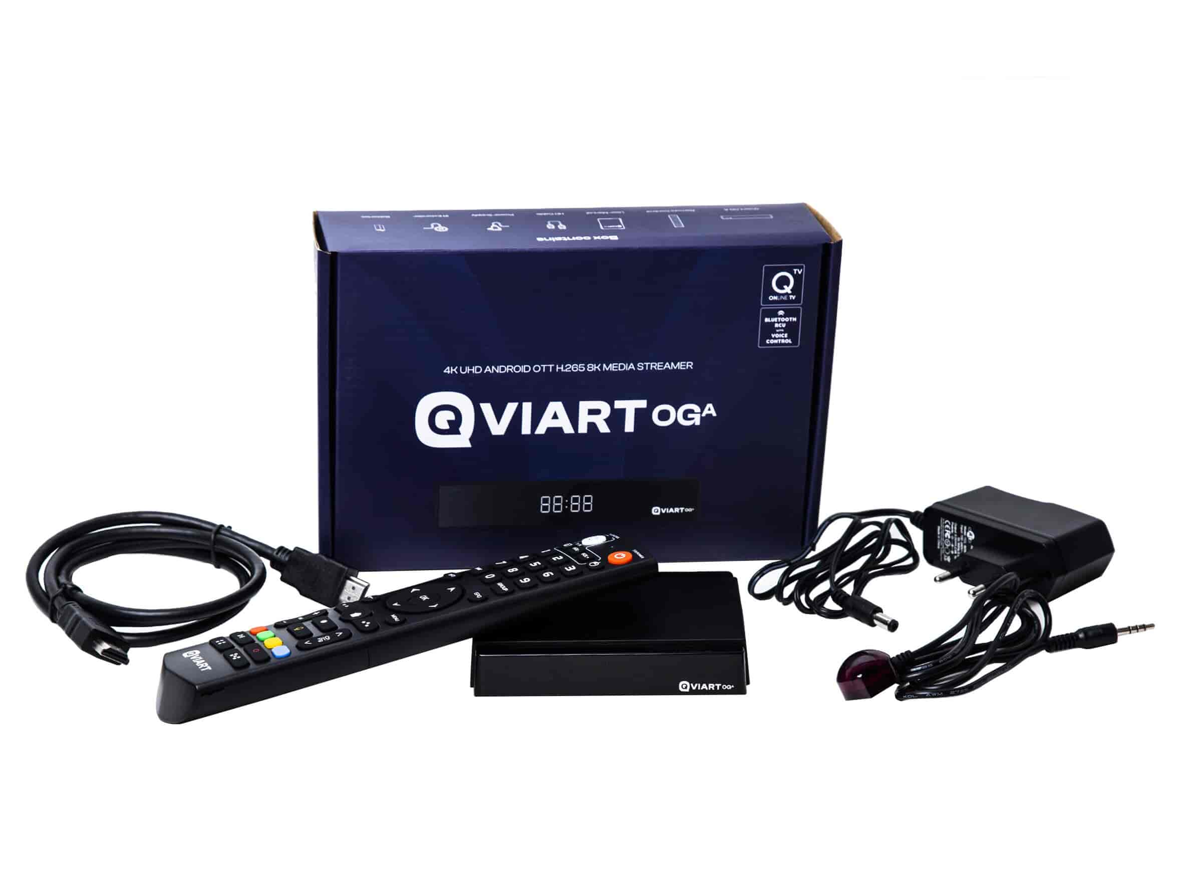 Qviart OGA - Android TV box IPTV multimediaboxQviart OGA is a new strong Android TV box that can withstand comparison with other High End IPTV boxes - but at an absolutely fair price. Here you get voice-controlled remote control, Dual band WiFi, 4K/8K, USB 3.0, Bluetooth 5.1 and much more. 2GB DDR4 and 16GB Flash provide plenty of options for installing your favorite apps. Everything is operated via a nice remote control with good response and voice control. Qviart OGA is both fast and easy to operate, with the power to handle even the most demanding services. Comes preloaded with the well-known QTV app, which makes it easy to connect to any IPTV service. Experience TV in a better way.QVIART LUNIX