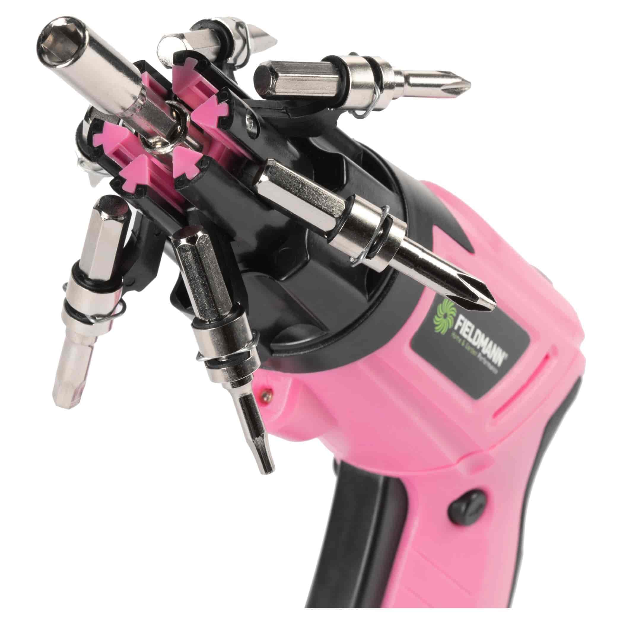 Cordless screwdriver Pink 3.6VExperience the ultimate power and convenience with the FIELDMANN FDS 10112-A Cordless Screwdriver – your reliable partner in any DIY task! In a fresh and eye-catching pink color, this cordless screwdriver is not just a power tool, it's also a statement piece for your toolbox. Whether it's furniture assembly, repairs, or other DIY tasks, this screwdriver is your dependable companion.Fieldmann