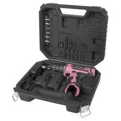 DRILL SCREW MACHINE LI-ION 12V PINKPractical and light drill-screwdriver designed for tightening and loosening screws as well as drilling in wood, metal and plastic. Two-speed gearbox, Li-Ion battery, ergonomic design and LED light. The Pink Lady drill driver comes with a drill bit set and practical storage bag. 2 Batteries and 13 accessories.Fieldmann