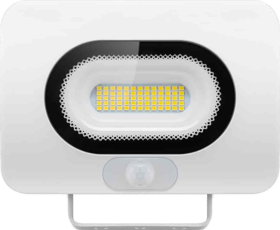 LED outdoor spotlight, 30 W, slim design, with motion detectorModern lighting solution with PIR sensor for house entrances, garages, carports and access roads. Extremely flat design, ground-breaking design and high energy efficiency. Very long service life thanks to integrated, non-replaceable LED lamp. Delivers a very sharp, neutral white light with a large beam angle of 110°. IP64 sealed. PIR motion sensor. Must be installed by an authorized electrician. LIMITED QUANTITY.goobay