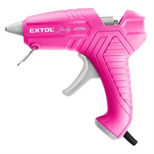 Lady glue gun 40W - Ø11-11.5 mm.The Lady Glue Gun is designed for quick bonding of paper, cork, wood, leather, textile, plastic, ceramics, etc. Mechanical handle allows sensitive, continuous and accurate dosing of molten adhesive to the desired location. Designed for fine and detailed work where small amounts of glue need to be precisely dosed.EXTOL