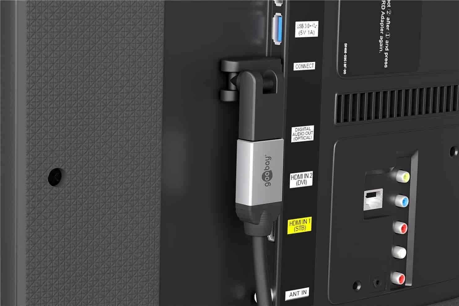 HDMI™ Adapter 180° Fleksibel, 4K/60Hz, Perfekt til vægmonterede TVHDMI kabel Sort Denne fleksible HDMI™ adapter gør det nemt at tilslutte dine HDMI-kabler på svært tilgængelige steder, f.eks. bag en vægophængt fladskærm. Adapteren kan drejes op til 180°, hvilket gør den ideel til installationer, hvor pladsen er begrænset. Den fungerer på alle HDMI-tilsluttede enheder som IPTV-bokse, streamingbokse, spillekonsoller, projektorer og meget mere.