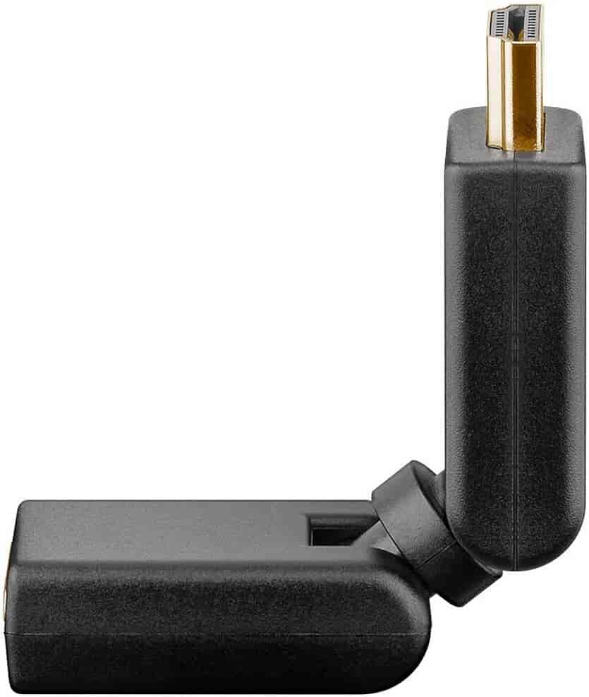 HDMI™ Adapter 180° Fleksibel, 4K/60Hz, Perfekt til vægmonterede TVHDMI kabel Sort Denne fleksible HDMI™ adapter gør det nemt at tilslutte dine HDMI-kabler på svært tilgængelige steder, f.eks. bag en vægophængt fladskærm. Adapteren kan drejes op til 180°, hvilket gør den ideel til installationer, hvor pladsen er begrænset. Den fungerer på alle HDMI-tilsluttede enheder som IPTV-bokse, streamingbokse, spillekonsoller, projektorer og meget mere.