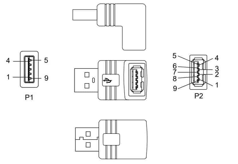 USB Vinkelstik 90 graders Hi-Speed USB 2.0 480 Mbit/sgoobayUSB kabler Sort Denne innovative adapter giver dig mulighed for at tilslutte dine USB-enheder i en vinkel, der er perfekt til brug på trange steder. 90-graders vinkel USB-adapteren gør det nemt at tilslutte dine USB-enheder til din computer eller andre USB-enheder. Hi-Speed USB 2.0 vinkeladapter. USB 2.0-han (Typ A) &gt; USB 2.0 hun (Typ A) 90 grader.