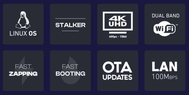 Qviart OG3 4K Streaming box WiFi Linux 4K UHD QTV appQviart OG3 4K is the latest IPTV and streaming box in Qviart's popular series. It is designed for users who want total freedom fast access to their favorite services and a stable 4K streaming experience without being tied to any provider. With a powerful GOKE processor built-in dual band WiFi and a user-friendly Linux system you are ready for the TV experience of the future. The improved remote control with learning function gives you full control of both the box and your TV. The box supports all popular IPTV formats including Stalker QTV Xtream and M3U and provides access to EPG VOD recordings subtitles and more. You can also enjoy apps like Netflix YouTube and Amazon Prime directly on the device. New box from Qviart- In stock now!QVIART LUNIX