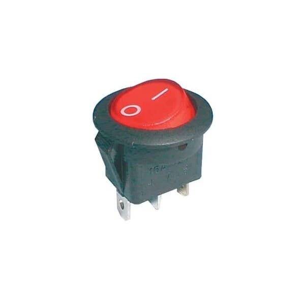 12V ON/OFF Switch with Red Light 16A Ø20mm 3 Pins RoundRobust 12V ON/OFF switch with yellow illumination and a round front, designed for mounting in a Ø20 mm panel hole. This illuminated switch is ideal for applications requiring clear visual status indication, such as in cars, boats, hobby projects, and industrial control systems.Geti