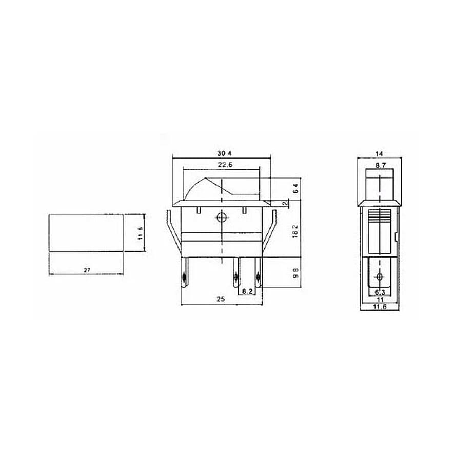 2-polet ON/OFF vippekontakt 12V DC 20A Transparent rød med lysVippeomskiftere 11x30 Sort / Rød Vippekontakt designet til 12 V-systemer og kan håndtere op til 20 A, hvilket gør den ideel til brug i køretøjer, både, campingvogne og DIY-projekter. Den har 3 flade stikben og fungerer som en simpel 2-polet ON/OFF-afbryder med lys.