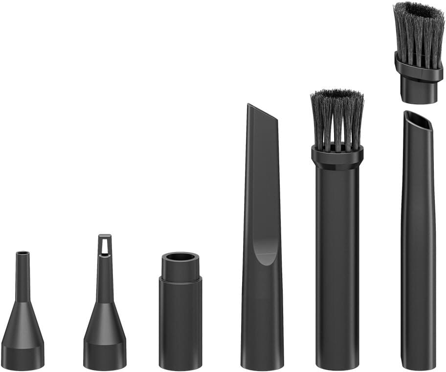Rechargeable mini handheld vacuum 80 W - USB-C and blow functionRechargeable mini handheld vacuum 80 W with USB-C charging, 3 power levels and blow function. Bagless dust cup, washable filter, and a total of 10 accessories for precise cleaning of keyboards, car interiors and hard-to-reach corners.goobay
