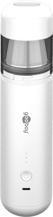 Rechargeable mini handheld vacuum 80 W - USB-C and blow functionRechargeable mini handheld vacuum 80 W with USB-C charging, 3 power levels and blow function. Bagless dust cup, washable filter, and a total of 10 accessories for precise cleaning of keyboards, car interiors and hard-to-reach corners.goobay