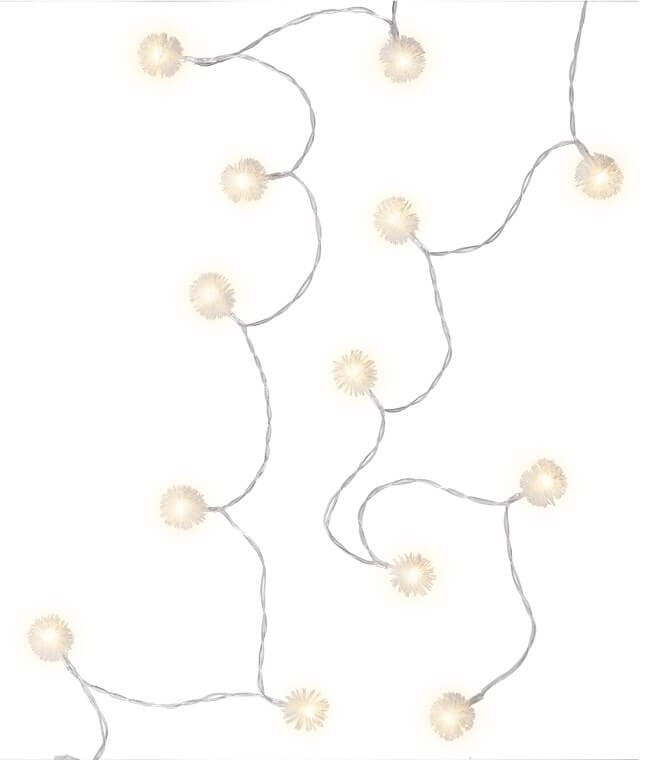LED snowball string lights 20 warm white, battery, long, timerCreate a cosy atmosphere at home with these extra long LED snowball string lights. With 20 warm white lights along almost 3 metres, they are perfect for table decorations, window sills and other indoor styling. Battery operation and a timer make them easy to use every day.Ideal for anyone who loves decorating the home and creating a warm and inviting feeling.goobay