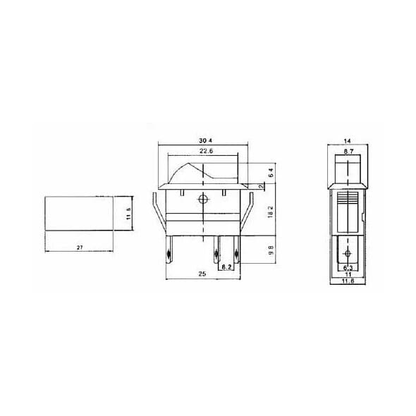 11x30 Rocker Switch 12V 20A ON/OFF 3-Terminal Green Indicator11x30 panel-mount rocker switch for 12V DC with ON/OFF function and a green indicator that only lights when the switch is turned on. Wired via 3 terminals with fixed functions: ground, positive and output. Rated for high load up to 20A and ideal for 12V control panels where you want a clear visual confirmation in the ON position.N.A.