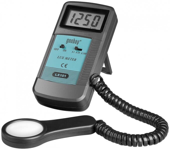 Digitalt luxmeter til hurtig måling af lysstyrke.