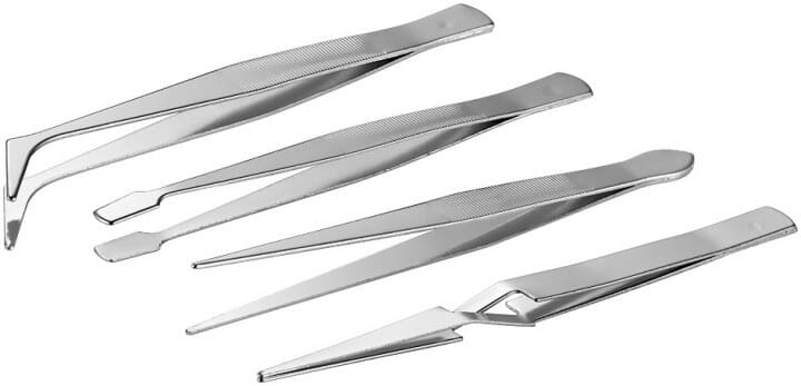 tweezer set 4pcs - stainless.