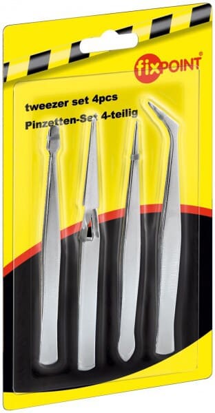 tweezer set 4pcs - stainless.