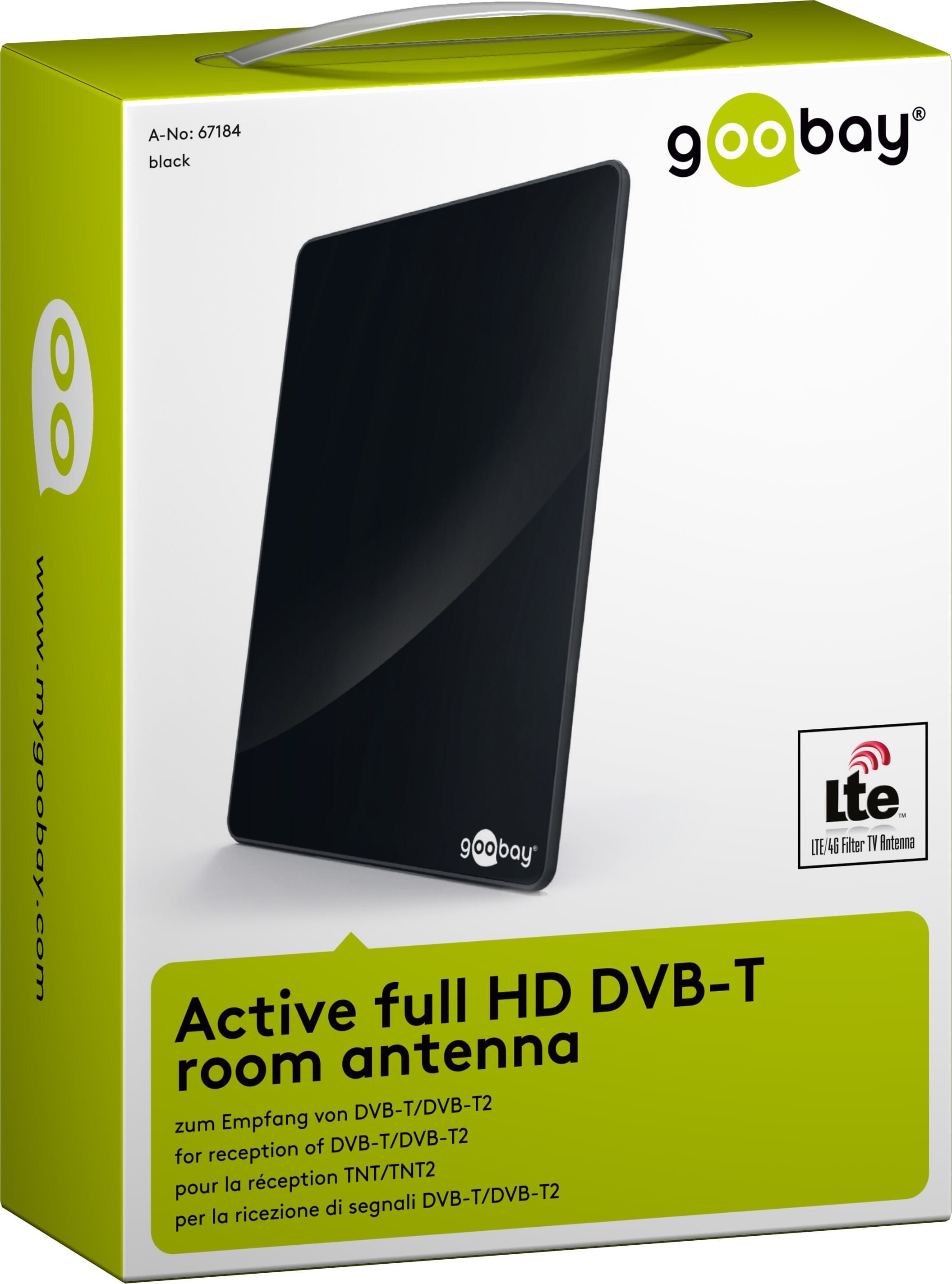 DVB-T2 / DVB-T indendørs antenne, LTE/4G filter og forstærker - pakning