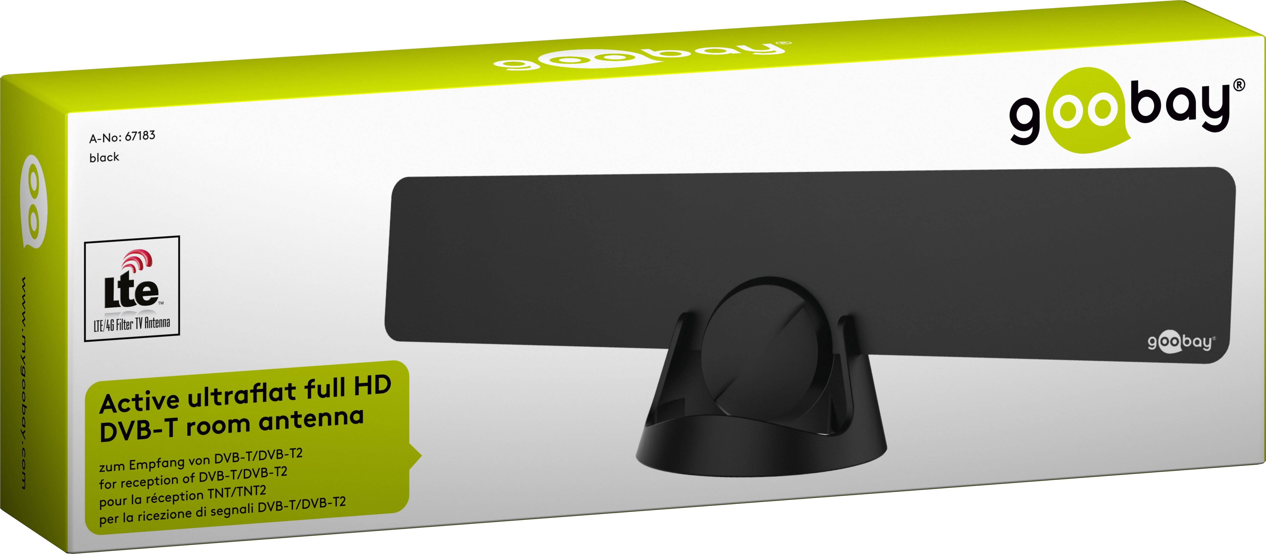 Ultraflad TV antenne med forstærker, DVB-T / DVB-T2,pakning