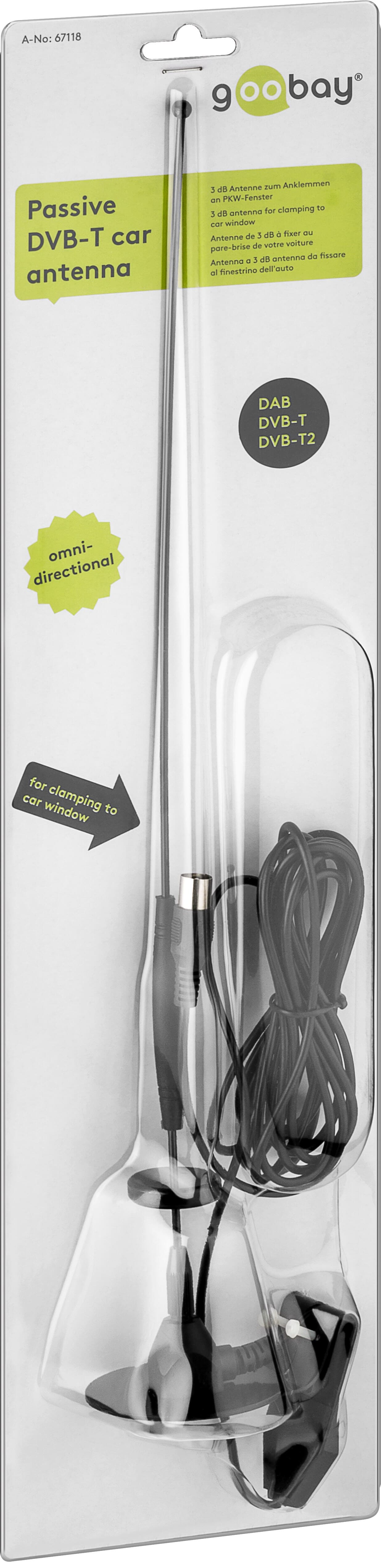 Digital TV ( DVB-T / DVB-T2 ) bilantenne med klemmemontering.