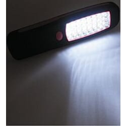 LED worklight with magnetic clamp and hanger.