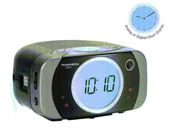 Clockradio with FM radio tuner, snooze, wake on music or alarm, dual alarm and GradUwake.