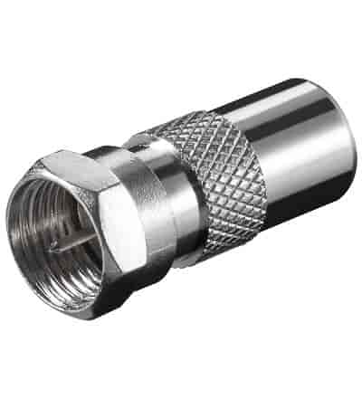 Adapterstik til antennekabel. Omdan fra F-stik han til Coax Han.