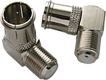 Vinkel F-stik til værkstedbrug. Anvendes hvor der ofte er behov for at påmontere og afmontere antennestik.